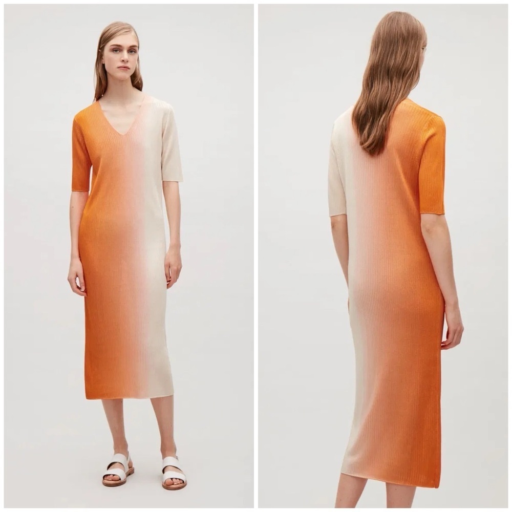 NWT COS Dip Dyed Rib-Knit Dress XS